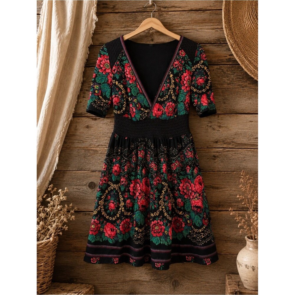 Free-people Women's Black and Green Dress